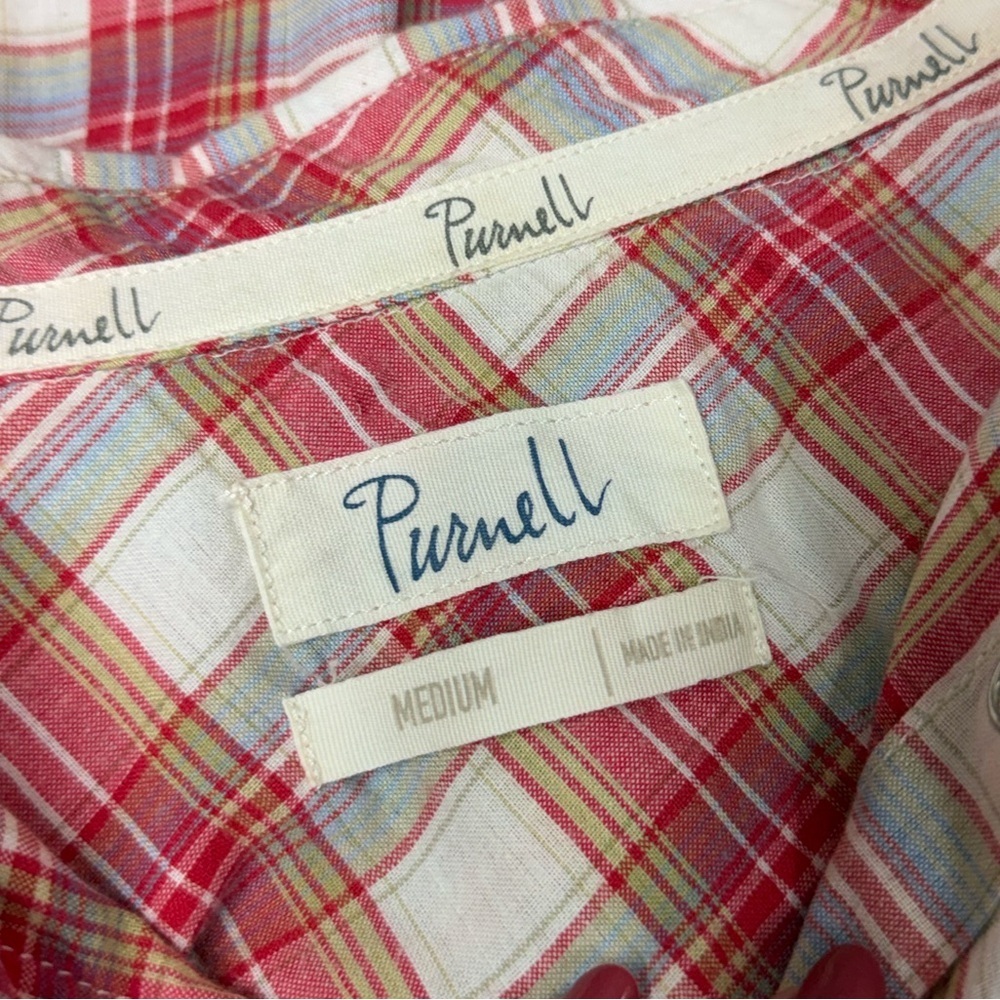 Purnell Red Plaid Button-Up Shirt Pearl Snap Cotton Western Style Size Medium - Picture 3 of 10